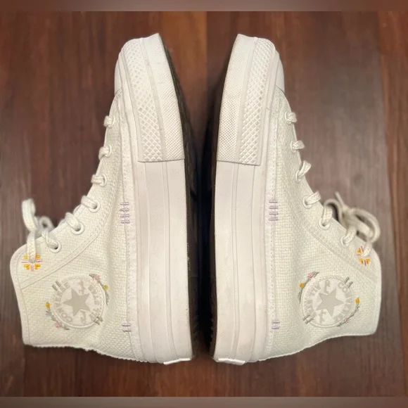 Converse Chuck Taylor All Star Lift Platinum Embroidery on white canvas Size 9 - Picture 6 of 11